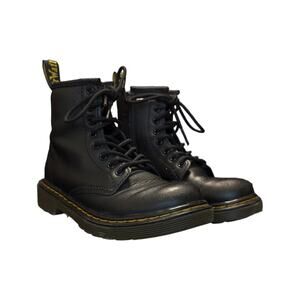 Dr Martens Junior 1460 Soft T Leather Lace Up Boots Black Booties 12 Combat